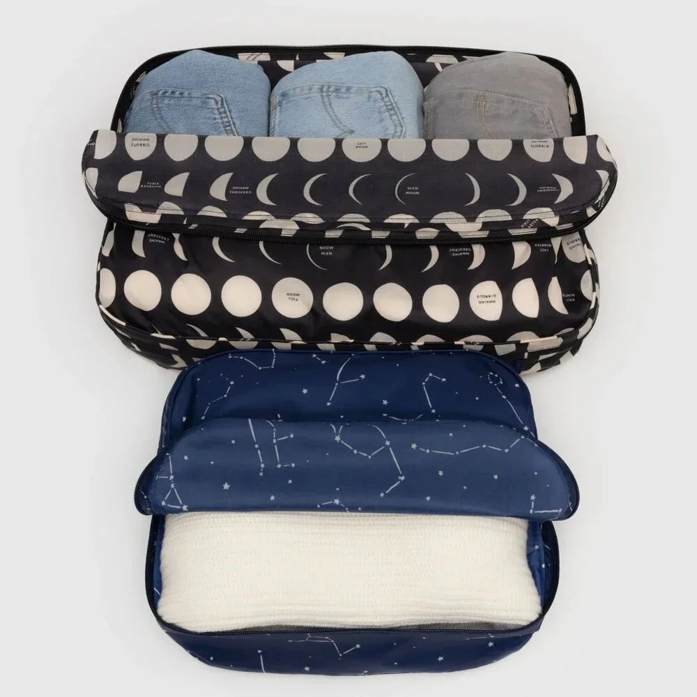 NWT Baggu Large Packing Cube Set - Night Sky (Constellation Midnight, Moon)